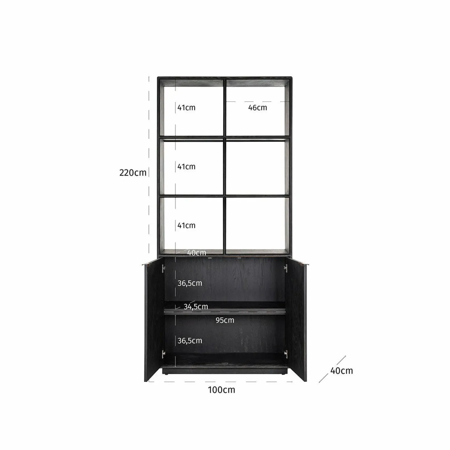 Boekenkast Blackbone Brass 220 x 100cm - Loft24.nl