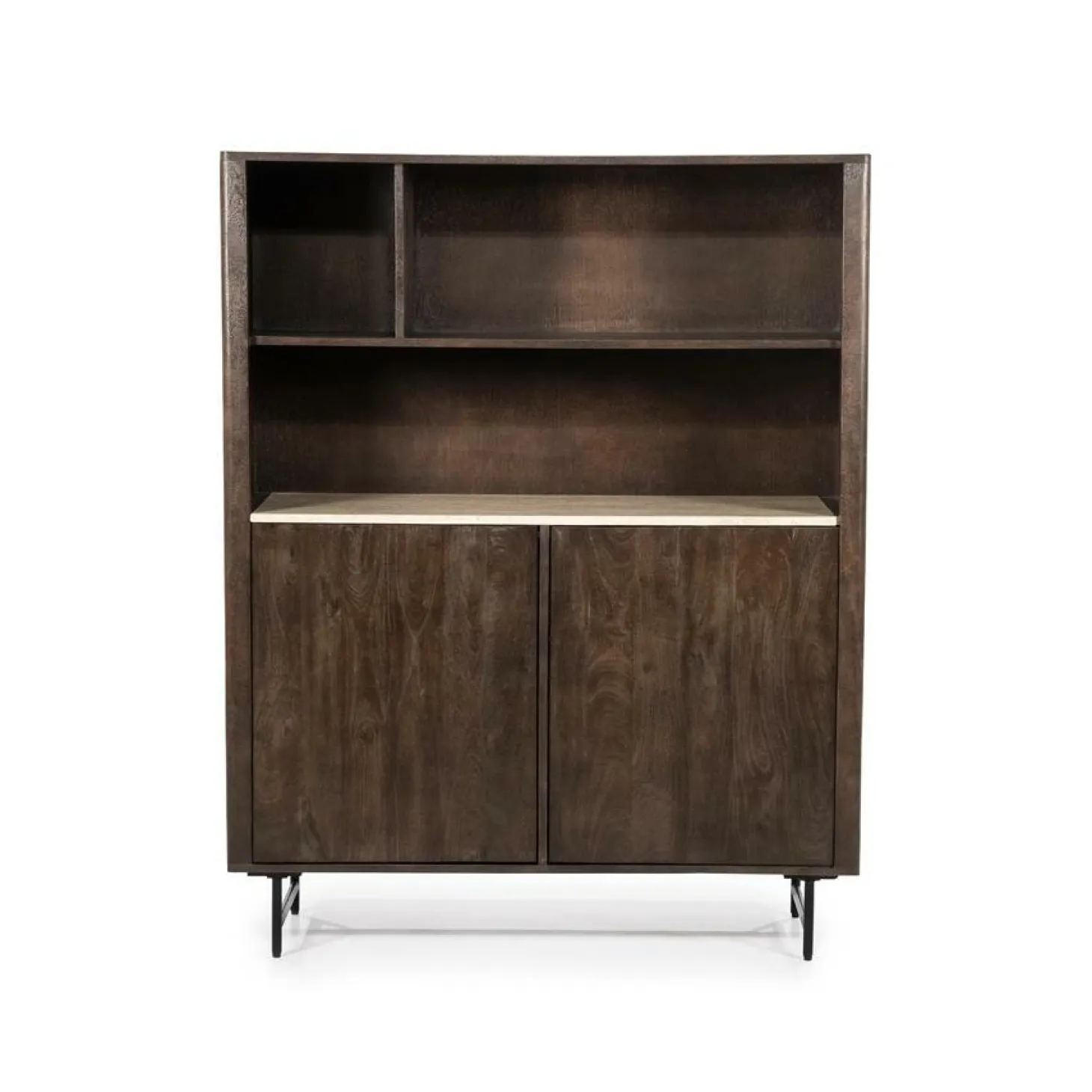 Boekenkast Lio Mangohout Travertin 120x150cm - bruin - Loft24.nl