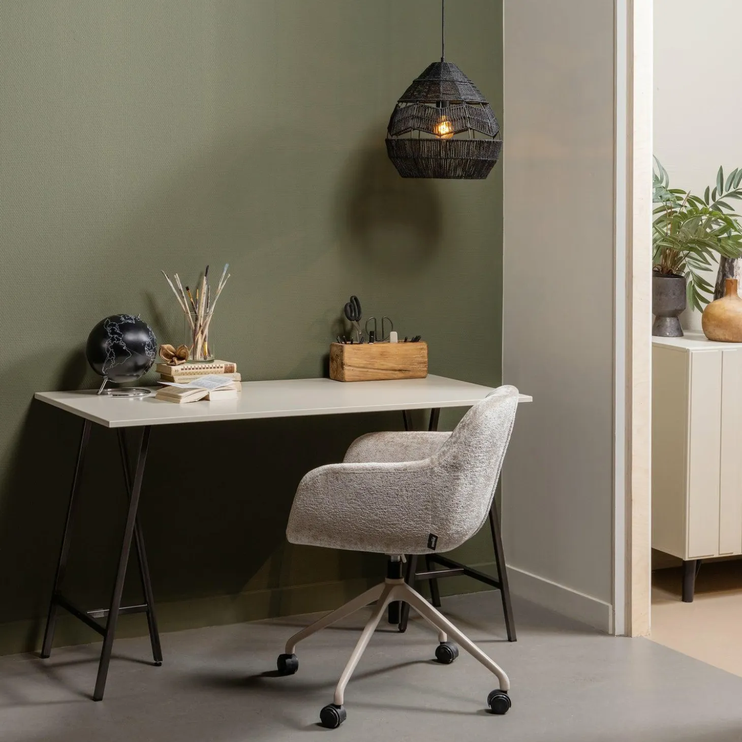 Bureaustoel Morros Chenille, kleur Taupe - Loft24.nl