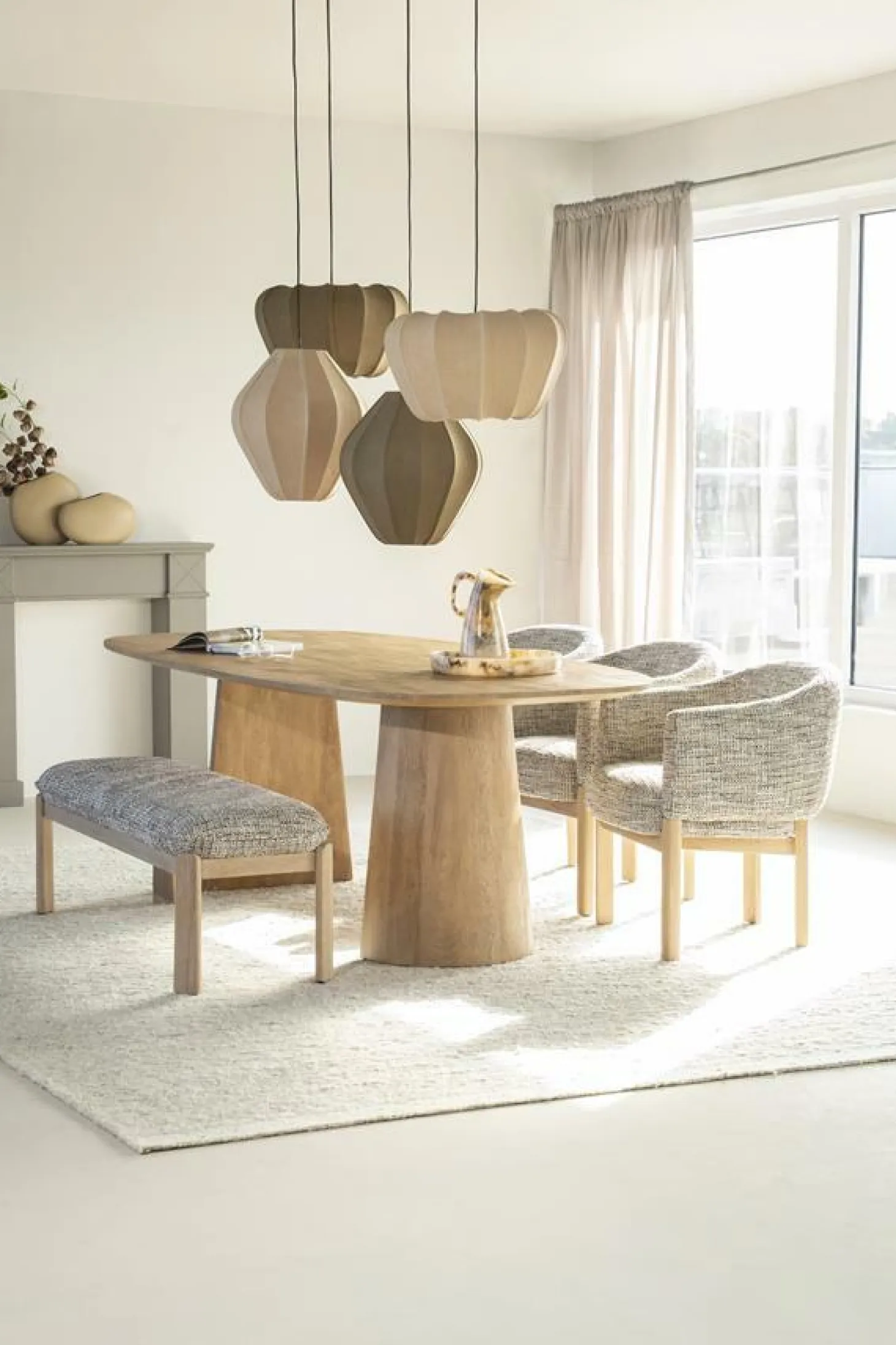 Deens Ovale Eettafel Lune Mangohout 300 x 105 cm - Naturel - Loft24.nl