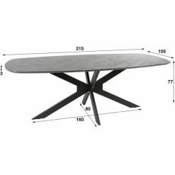 Deens Ovale Eettafel Mousa Keramieklook 215 x 105cm - Loft24.nl