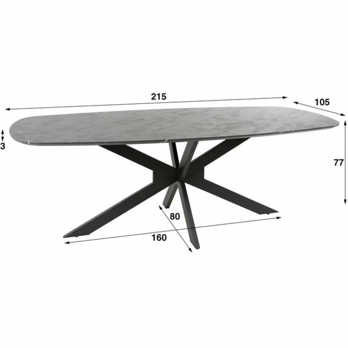 Deens Ovale Eettafel Mousa Keramieklook 215 x 105cm - Loft24.nl