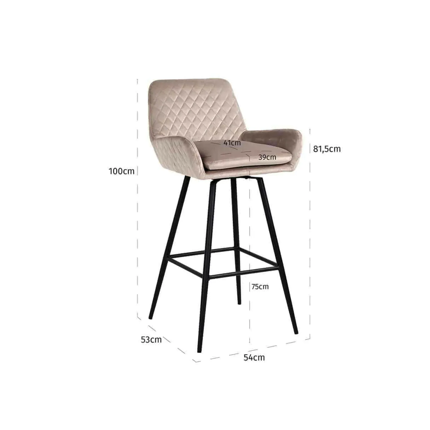 Draaibare Barstoel Linsey - zithoogte 75cm - Loft24.nl