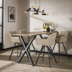 Draaibare Barstoel Raster Bouclé - Zandkleur - Loft24.nl