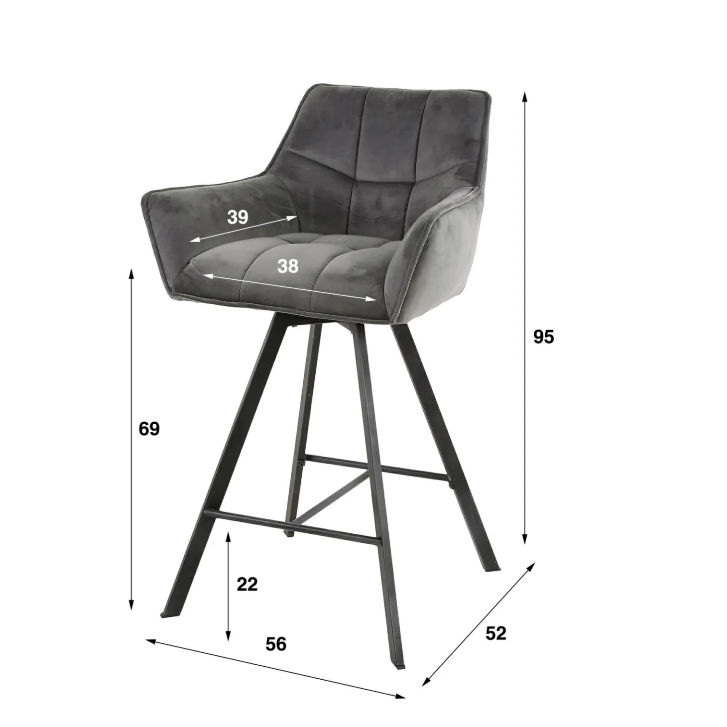 Draaibare Barstoel Raster Bouclé - Zandkleur - Loft24.nl