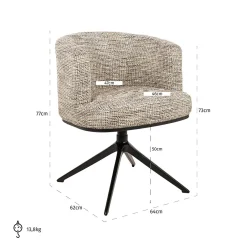 Draaibare Eetkamerstoel Cheyenne kleur Nature - Loft24.nl