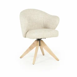 Draaibare Eetkamerstoel Connor Eiken onderstel kleur Beige - Loft24.nl