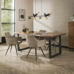 Draaibare Eetkamerstoel Lara - Bouclé Zand - Loft24.nl