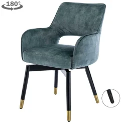 Draaibare Eetkamerstoel Lenno Velvet - Blauw - Loft24.nl