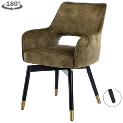 Draaibare Eetkamerstoel Lenno Velvet - Groen - Loft24.nl