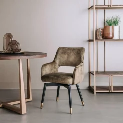 Draaibare Eetkamerstoel Lenno Velvet - Groen - Loft24.nl
