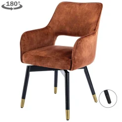 Draaibare Eetkamerstoel Lenno Velvet - Koper - Loft24.nl
