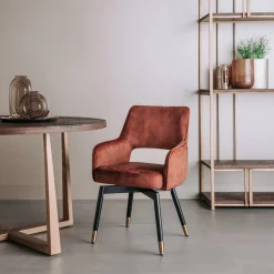 Draaibare Eetkamerstoel Lenno Velvet - Koper - Loft24.nl