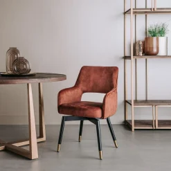 Draaibare Eetkamerstoel Lenno Velvet - Koper - Loft24.nl