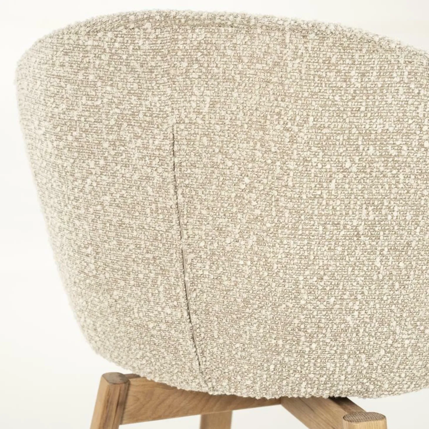 Draaibare Eetkamerstoel Livia Bouclé en eikenhout - Taupe - Loft24.nl