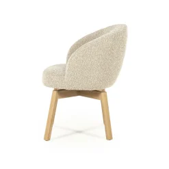Draaibare Eetkamerstoel Livia Bouclé en eikenhout - Taupe - Loft24.nl