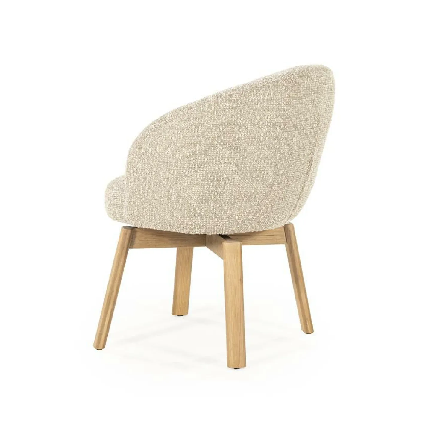 Draaibare Eetkamerstoel Livia Bouclé en eikenhout - Taupe - Loft24.nl
