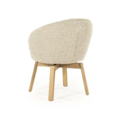 Draaibare Eetkamerstoel Livia Bouclé en eikenhout - Taupe - Loft24.nl