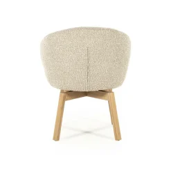 Draaibare Eetkamerstoel Livia Bouclé en eikenhout - Taupe - Loft24.nl