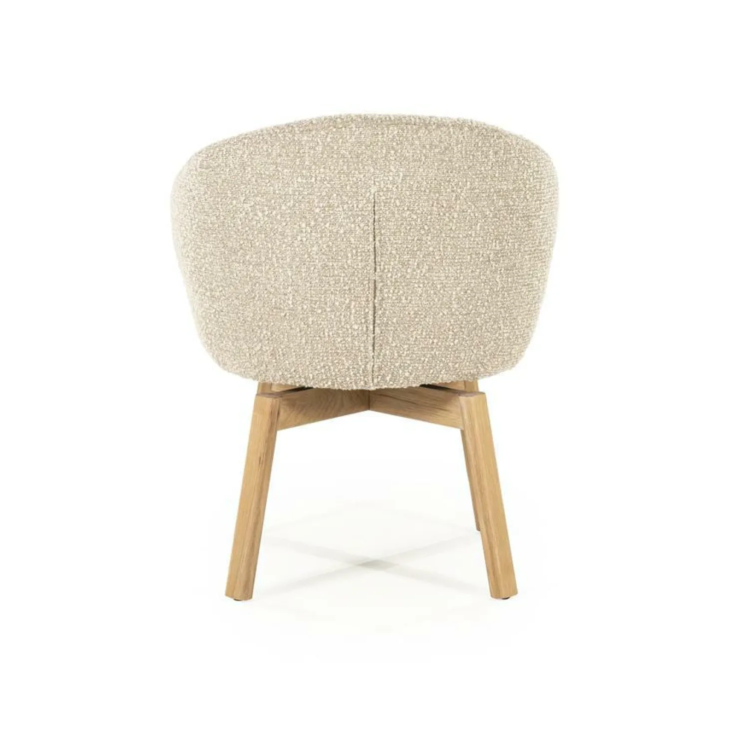Draaibare Eetkamerstoel Livia Bouclé en eikenhout - Taupe - Loft24.nl