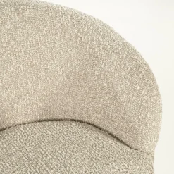 Draaibare Eetkamerstoel Livia Bouclé en eikenhout - Taupe - Loft24.nl