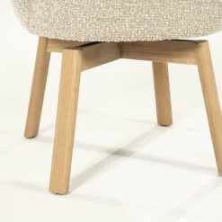 Draaibare Eetkamerstoel Livia Bouclé en eikenhout - Taupe - Loft24.nl