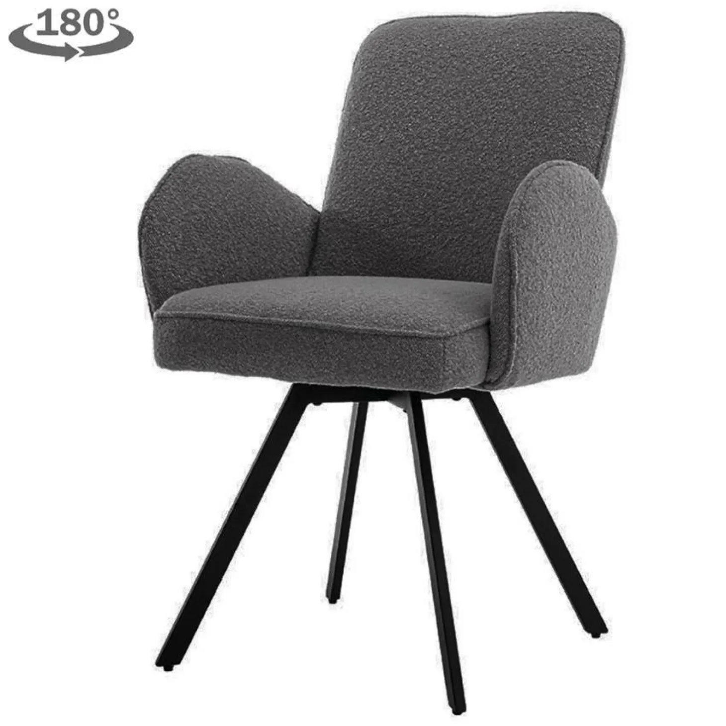 Draaibare Eetkamerstoel Livo Bouclé - Antraciet - Loft24.nl