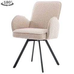 Draaibare Eetkamerstoel Livo Bouclé - Beige - Loft24.nl