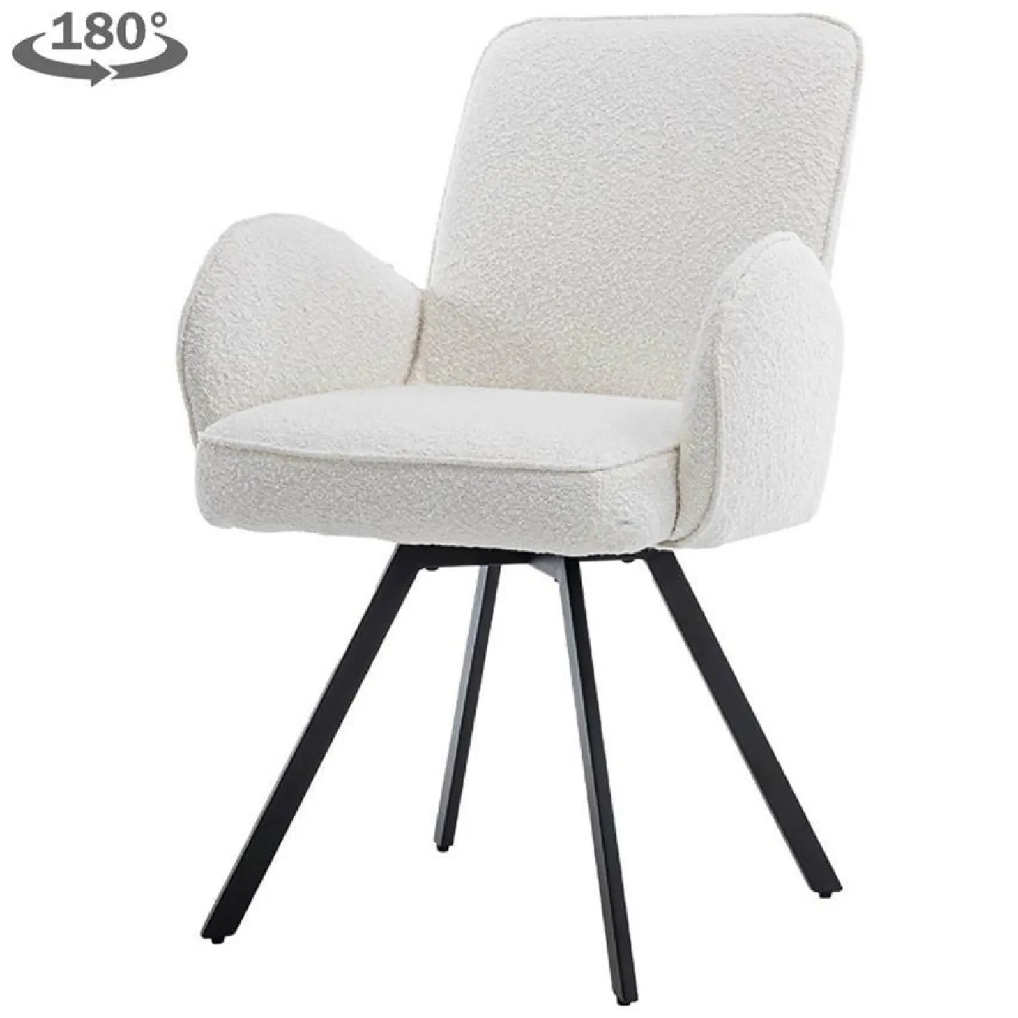 Draaibare Eetkamerstoel Livo Bouclé - Wit - Loft24.nl
