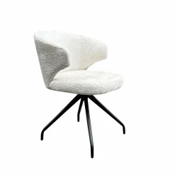 Draaibare Eetkamerstoel Milly Chenille - Crème - Loft24.nl