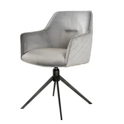 Draaibare Eetkamerstoel Pull - Zilver Velours - Loft24.nl