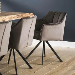 Draaibare eetkamerstoel Raster Velvet - Antraciet - Loft24.nl