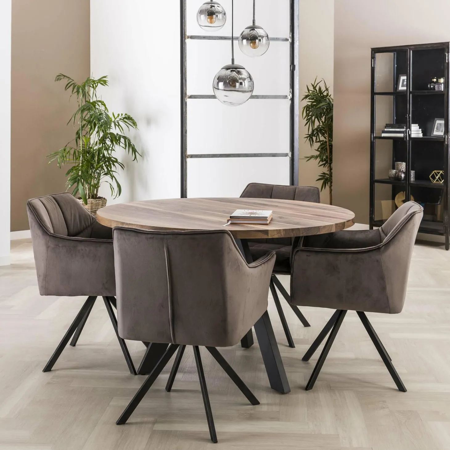 Draaibare eetkamerstoel Raster Velvet - Antraciet - Loft24.nl