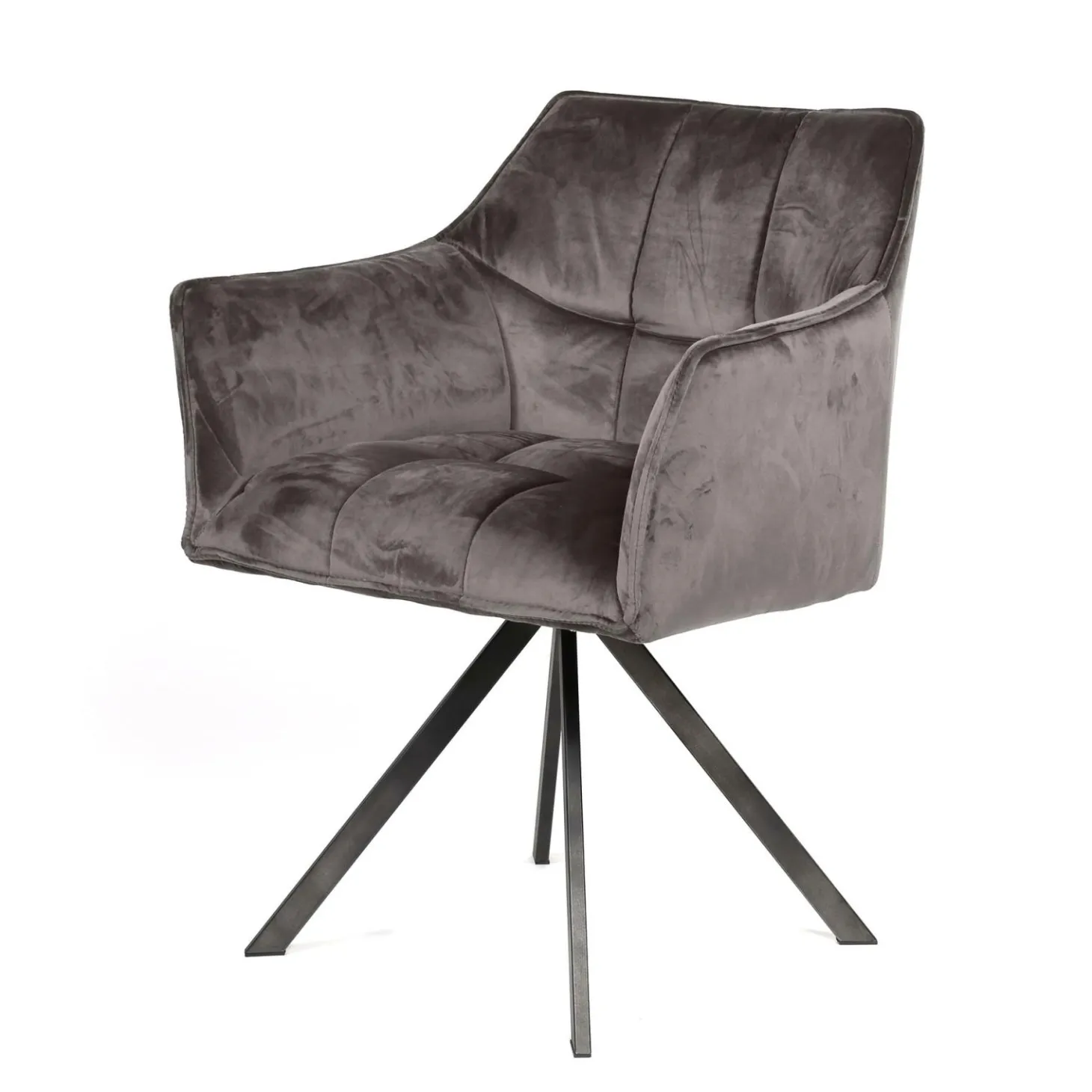 Draaibare eetkamerstoel Raster Velvet - Antraciet - Loft24.nl
