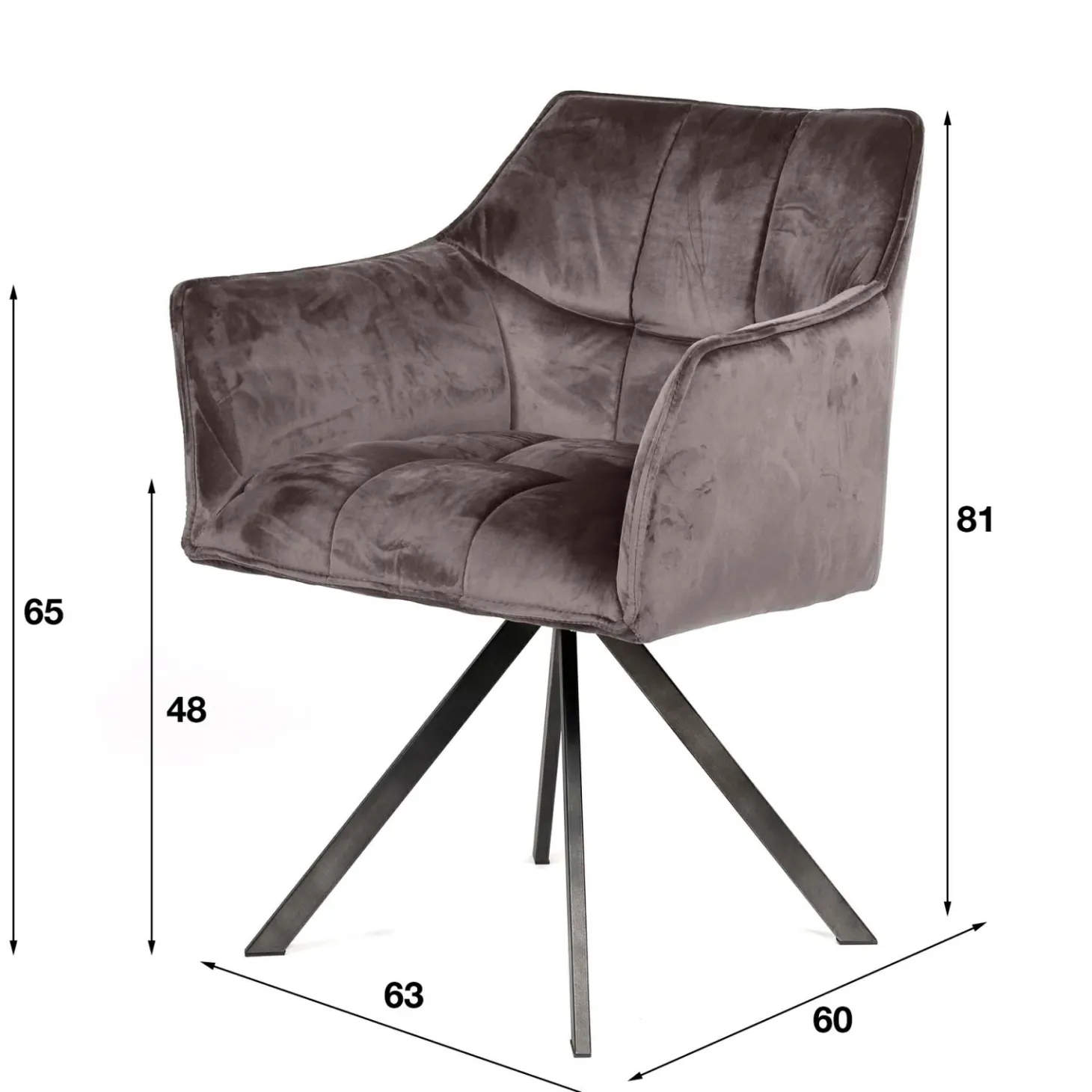 Draaibare eetkamerstoel Raster Velvet - Antraciet - Loft24.nl