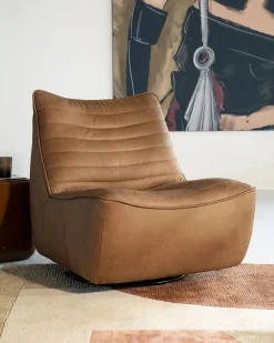 Draaibare Fauteuil Matthew Leer - Bruin - Loft24.nl