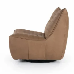 Draaibare Fauteuil Matthew Leer - Bruin - Loft24.nl