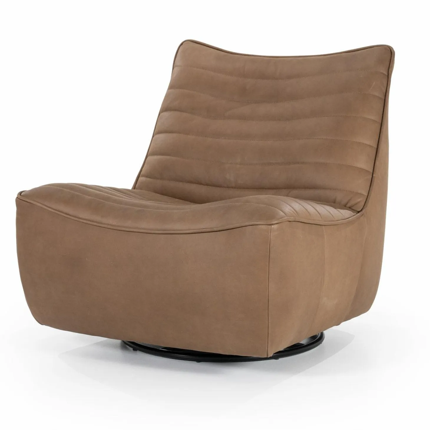 Draaibare Fauteuil Matthew Leer - Bruin - Loft24.nl