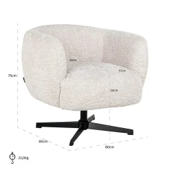 Draaifauteuil Estelle Chenille - Crème - Loft24.nl