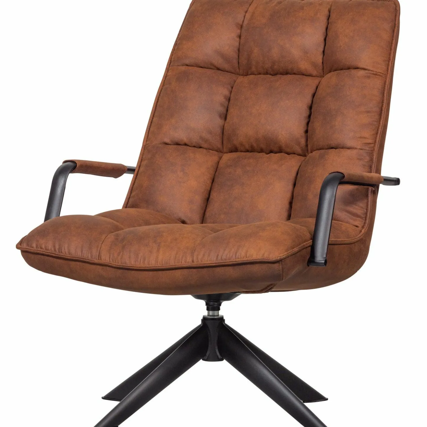 Draaifauteuil Jouke met armleuning PU - Cognac - Loft24.nl