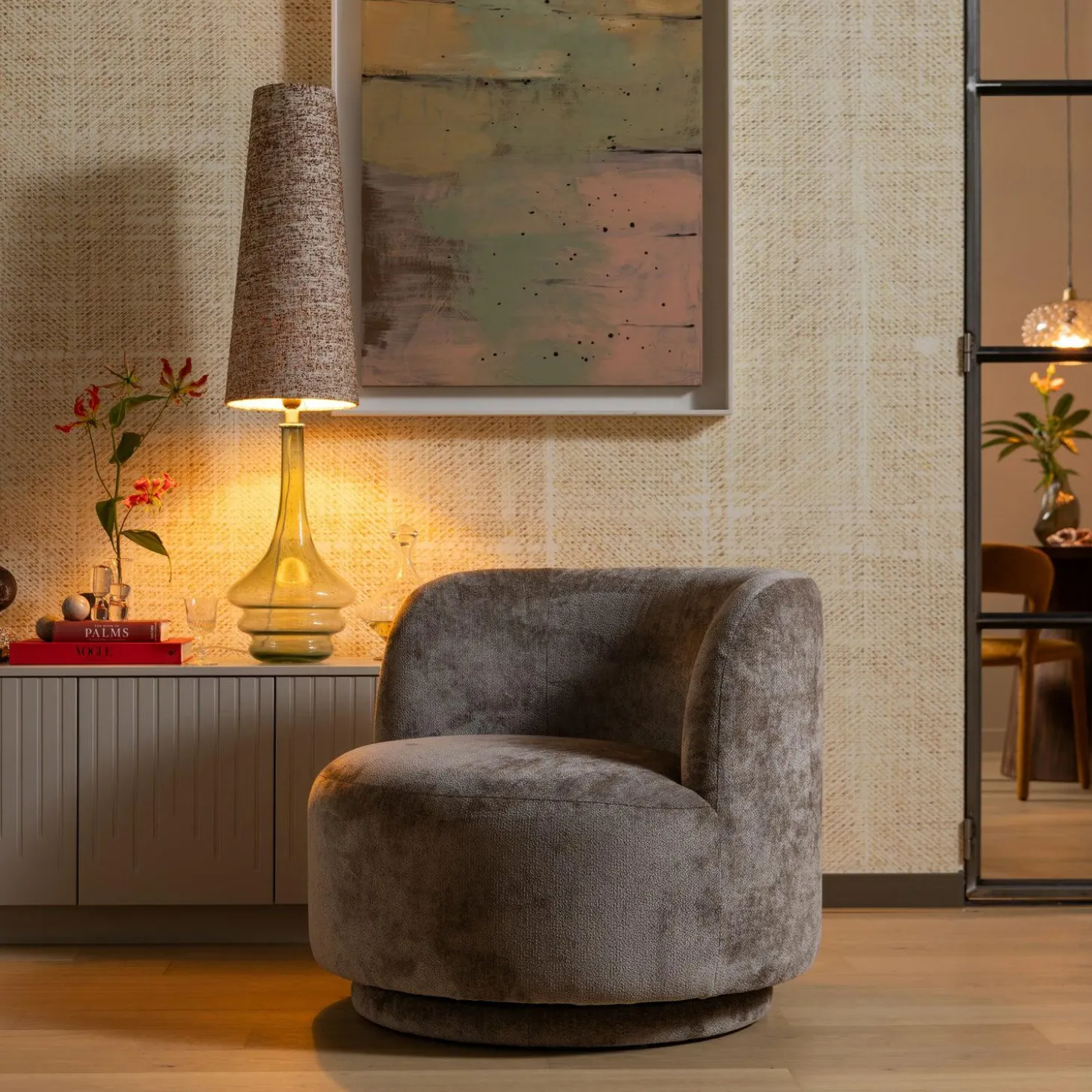 Draaifauteuil Popular Modulair Chenille - Taupe - Loft24.nl