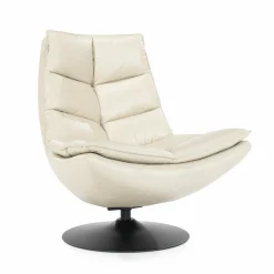 Draaifauteuil Sven Leder - Beige - Loft24.nl