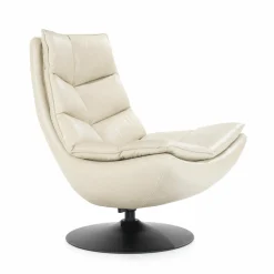 Draaifauteuil Sven Leder - Beige - Loft24.nl