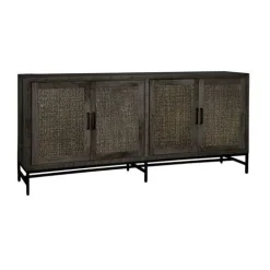 Dressoir Carini Hout en Webbing 200 cm - Zwart - Loft24.nl