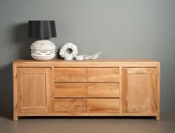 Dressoir Corona Teak met deuren en 6 laden 180 cm - Loft24.nl