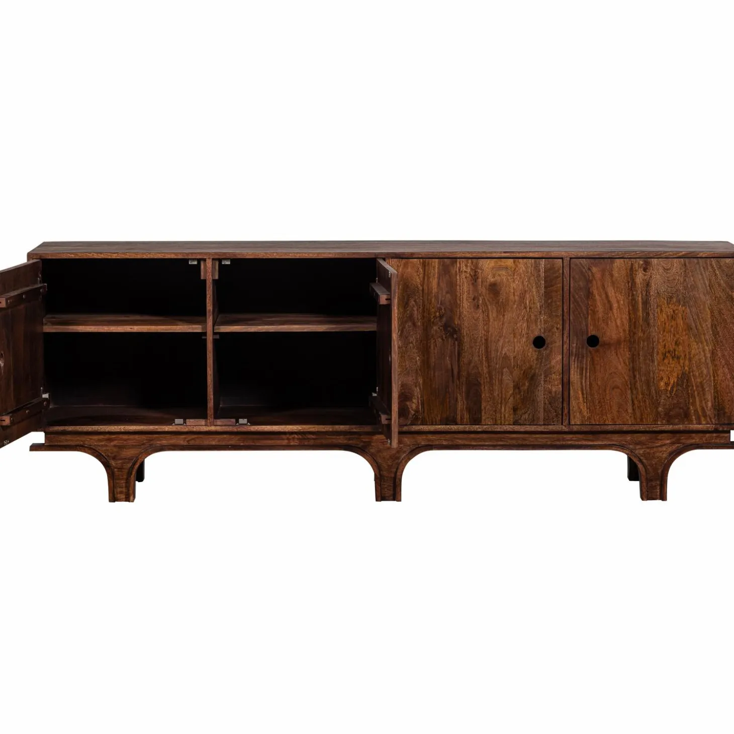 Dressoir Staes Mangohout, 200cm, kleur Walnoot - Loft24.nl