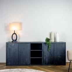 Dressoir Tenna Mangohout Zwart - 220 cm - Loft24.nl