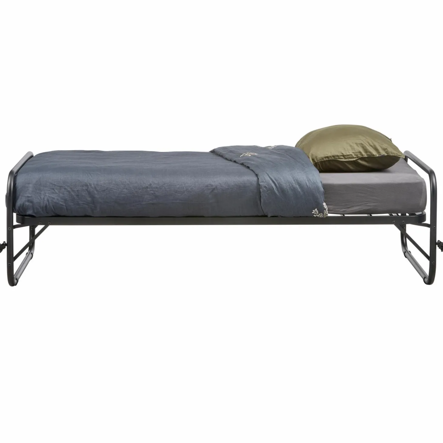 Eenpersoons onderschuifbed Metaal 90x200cm - Zwart - Loft24.nl