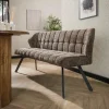 Eetkamerbank Raster Rich - Taupe - 180 cm - Loft24.nl