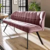Eetkamerbank Velvet Raster Roze - 180 cm - Loft24.nl